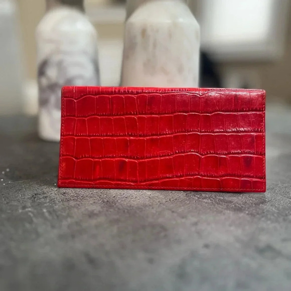 Vintage Karen Kallan embossed leather red check book cover - Picture 7 of 9